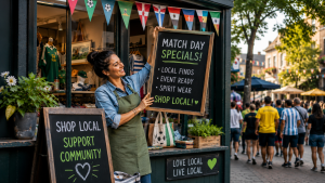 Local retail store promoting match day specials during a major sporting event